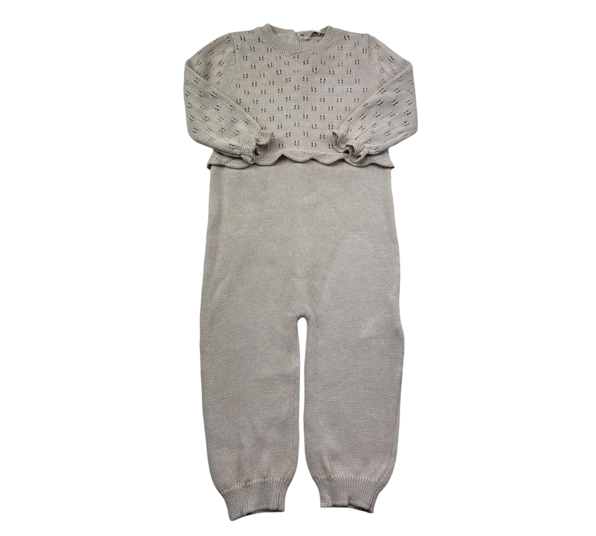 Le Bebe Tutina Manica Lunga Tinta Unita con Trafori per Neonata LBG6267 BEIGE LE BEBE 
