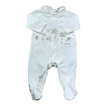 Le Bebe Tutina Manica Lunga Tinta Unita con Ricami per Neonata LBG6303 BIANCO LE BEBE 
