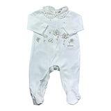 Le Bebe Tutina Manica Lunga Tinta Unita con Ricami per Neonata LBG6303 BIANCO LE BEBE 