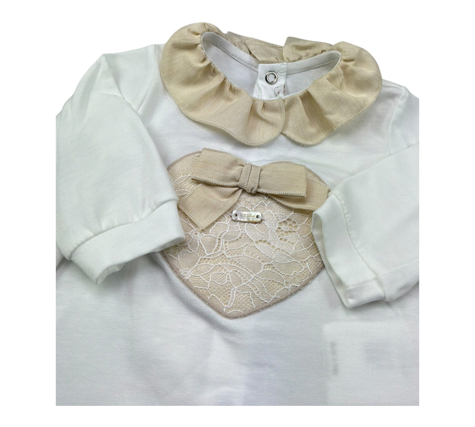 Le Bebe Tutina Manica Lunga Tinta Unita con Stampa per Neonata LBG6333 BIANCO LE BEBE 
