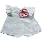 Le Bebe Camicia Mezza Manica Tinta Unita con Applicazione per Neonata LBG6354 BIANCO LE BEBE 