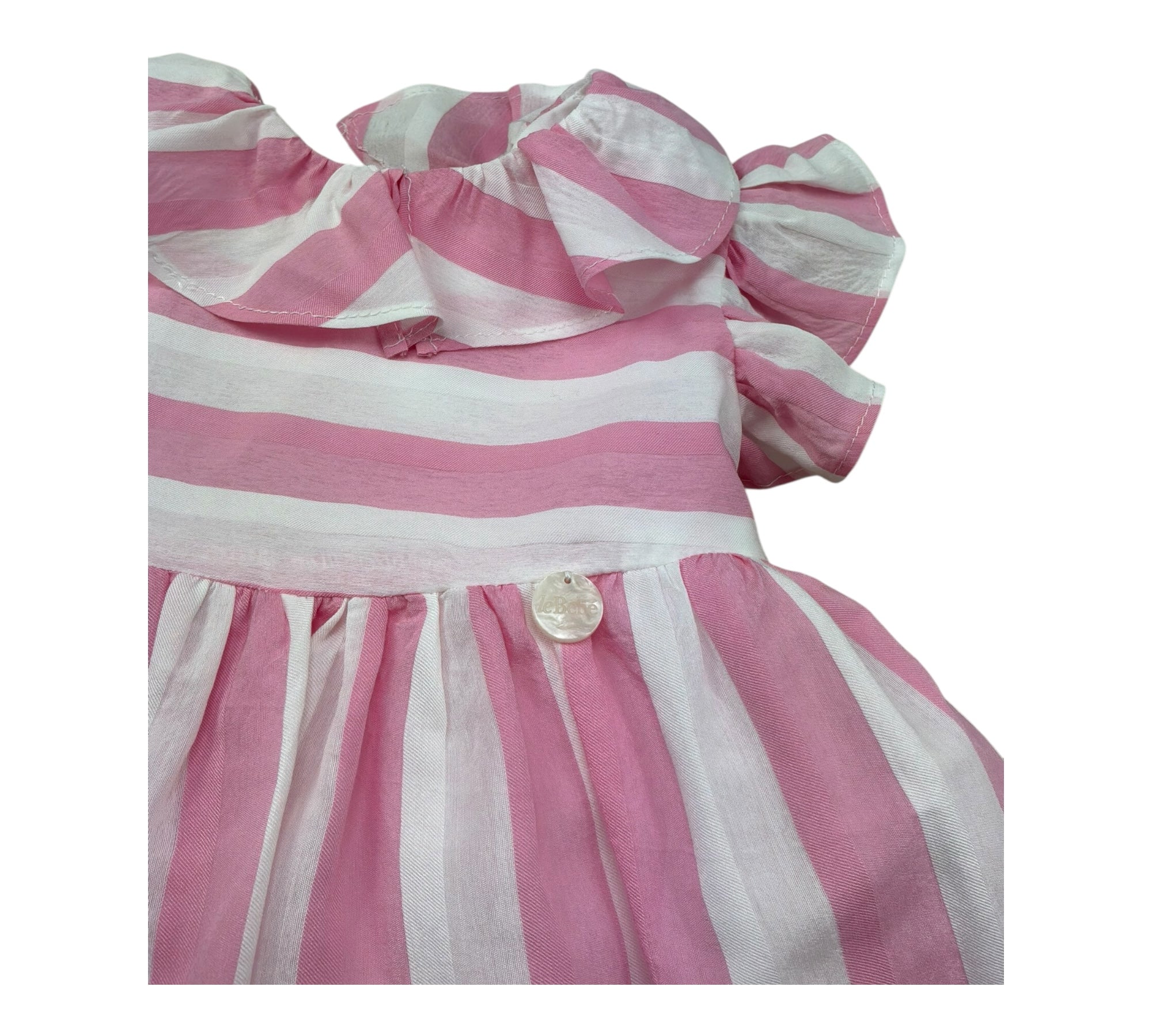 Le Bebe Abito Mezza Manica Fantasia A Righe per Neonata LBG6361 BIANCO/ROSA LE BEBE 