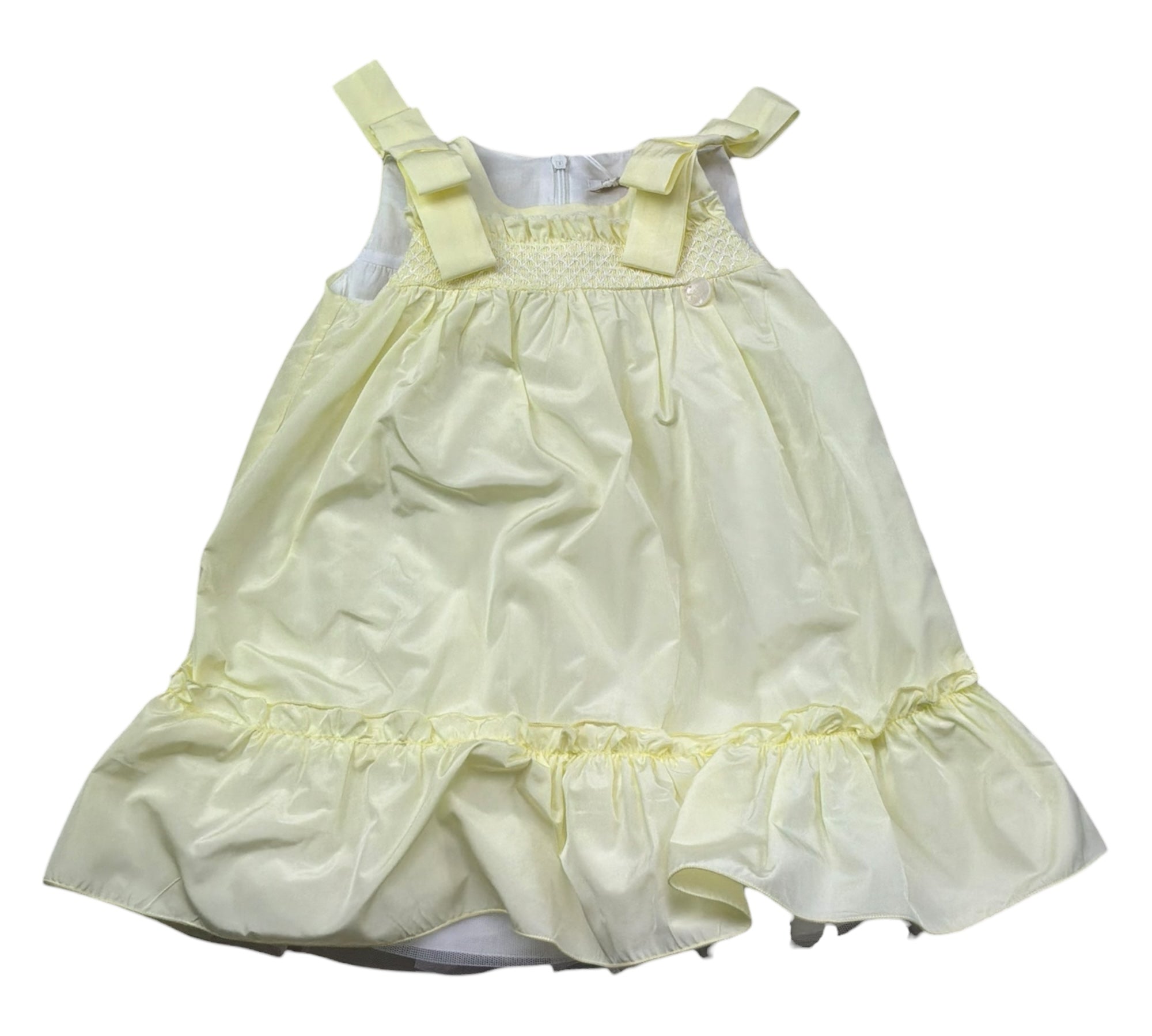 Le Bebe Abito Giromanica Tinta Unita con Ricami per Neonata LBG6369 GIALLO LE BEBE 