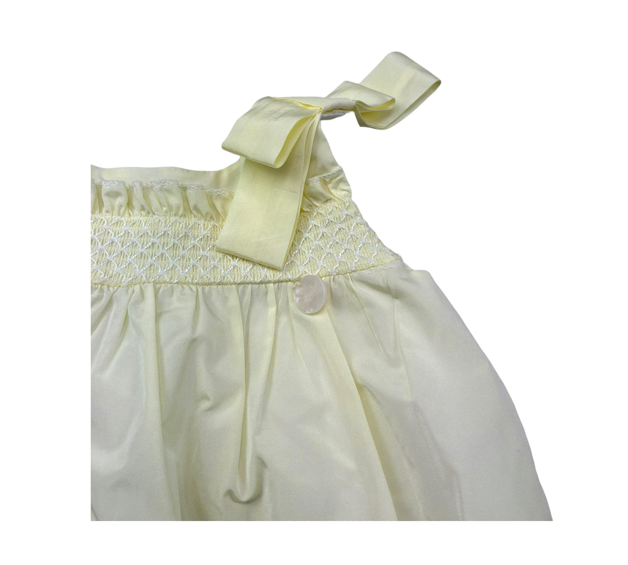Le Bebe Abito Giromanica Tinta Unita con Ricami per Neonata LBG6369 GIALLO LE BEBE 