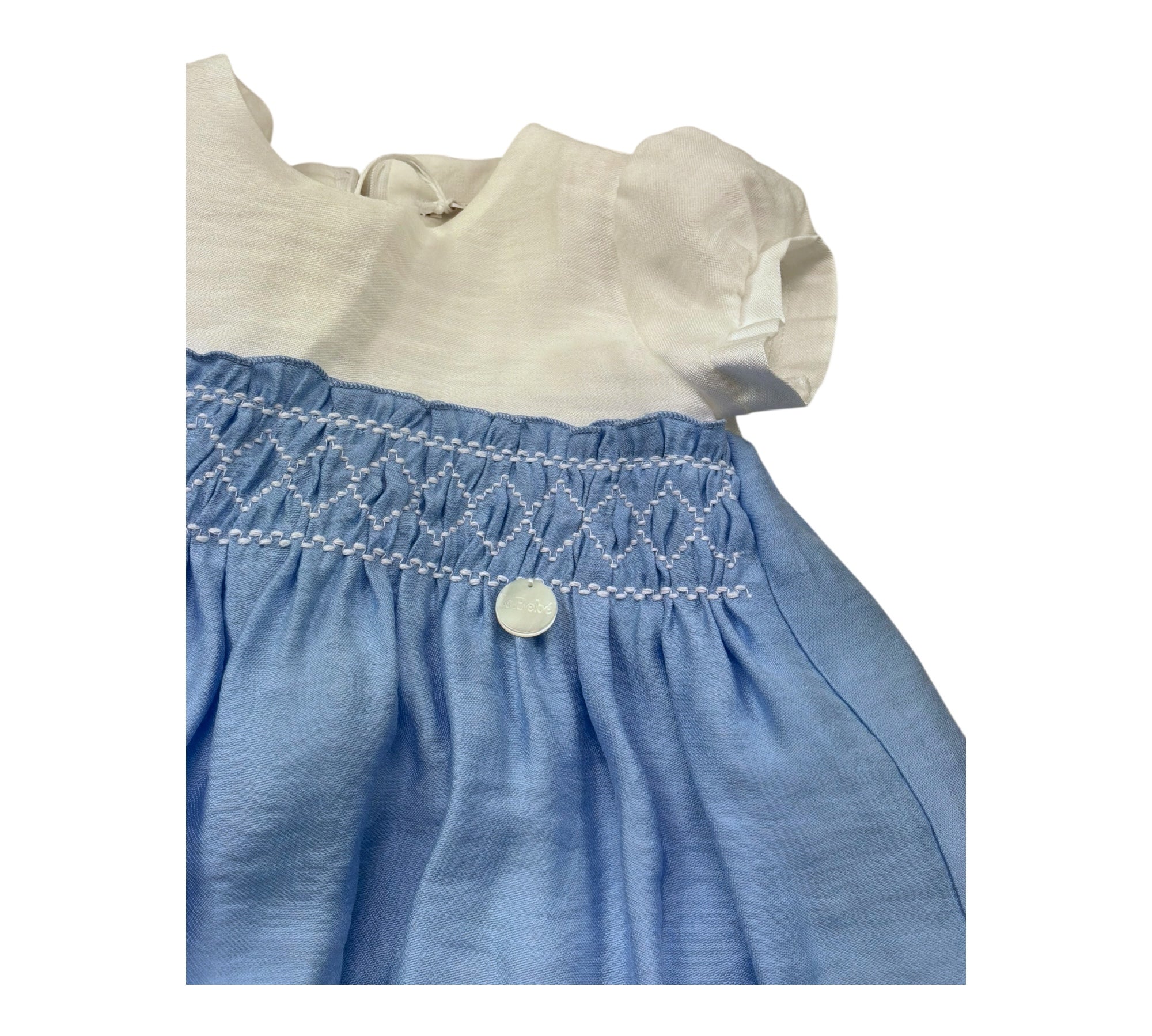 Le Bebe Abito Mezza Manica Bicolore per Neonata LBG6372 BIANCO/AZZURRO LE BEBE 