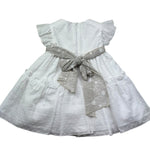 Le Bebe Abito Mezza Manica Cerimoniale Tinta Unita con Cinturino per Neonata LBG6375 BIANCO LE BEBE 