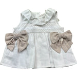 Le Bebe Camicia Giromanica Tinta Unita con Fiocco per Neonata LBG6380 BIANCO LE BEBE 