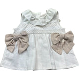 Le Bebe Camicia Giromanica Tinta Unita con Fiocco per Neonata LBG6380 BIANCO LE BEBE 