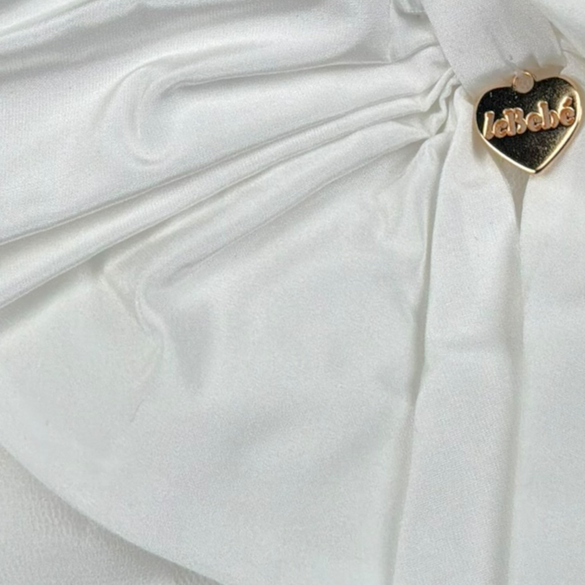 Le Bebe' Abito Cerimonia tinta unita con Tulle Bianco per Neonata B5212 BIANCO LE BEBE' 