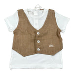 Le Bebe' T-Shirt tinta unita con Gilet Incorporato Bianco per Neonato LBB3553 BIANCO LE BEBE' 