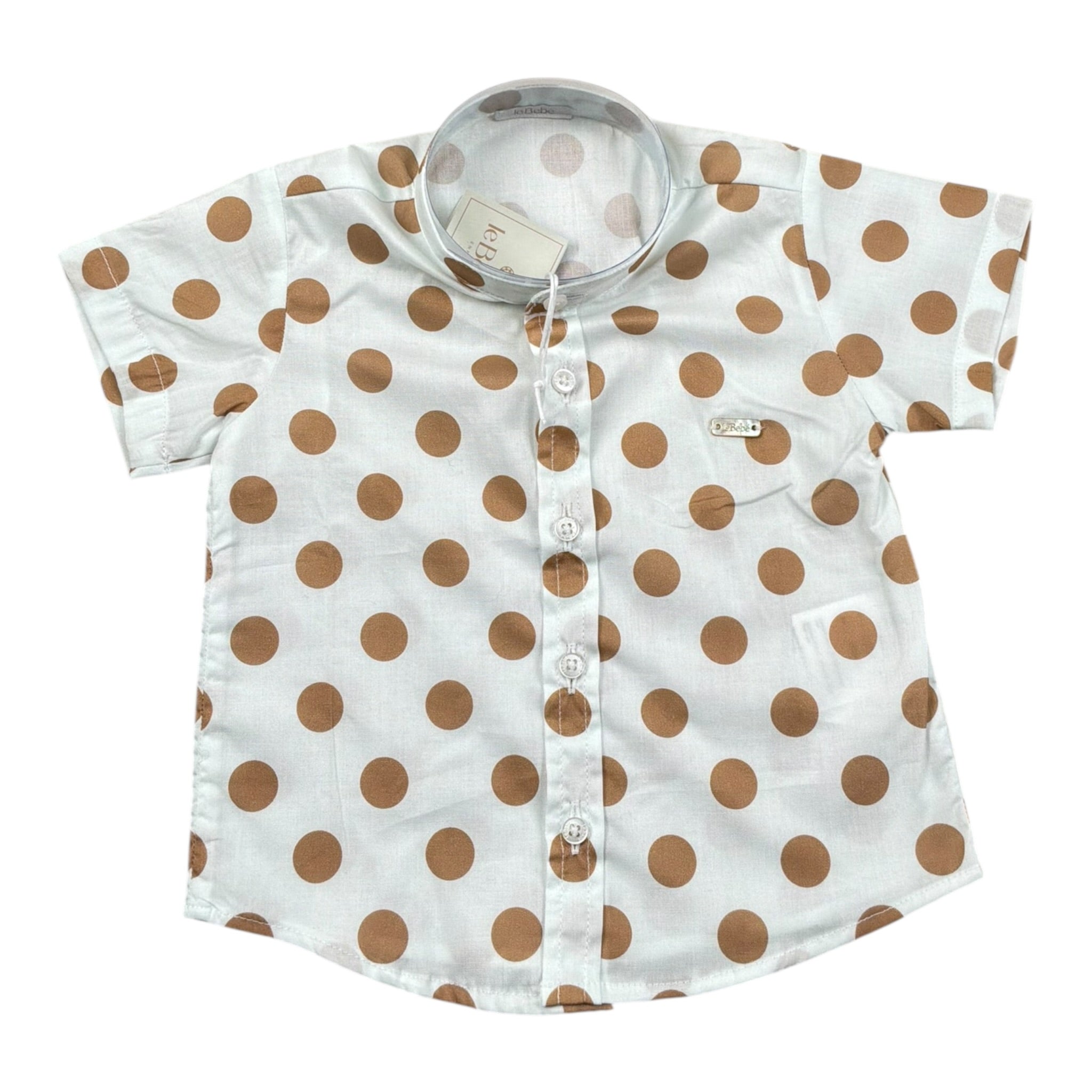 Le Bebe' Camicia tinta unita con Stampa A Pois Bianco per Neonato LBB4594 BIANCO LE BEBE' 