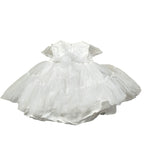 Le Bebe' Abito Cerimonia tinta unita con Tulle Bianco per Neonata LBG3930 BIANCO LE BEBE' 