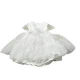 Le Bebe' Abito Cerimonia tinta unita con Tulle Bianco per Neonata LBG3930 BIANCO LE BEBE' 