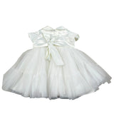 Le Bebe' Abito Cerimonia tinta unita con Tulle Bianco per Neonata LBG4285 BIANCO LE BEBE' 