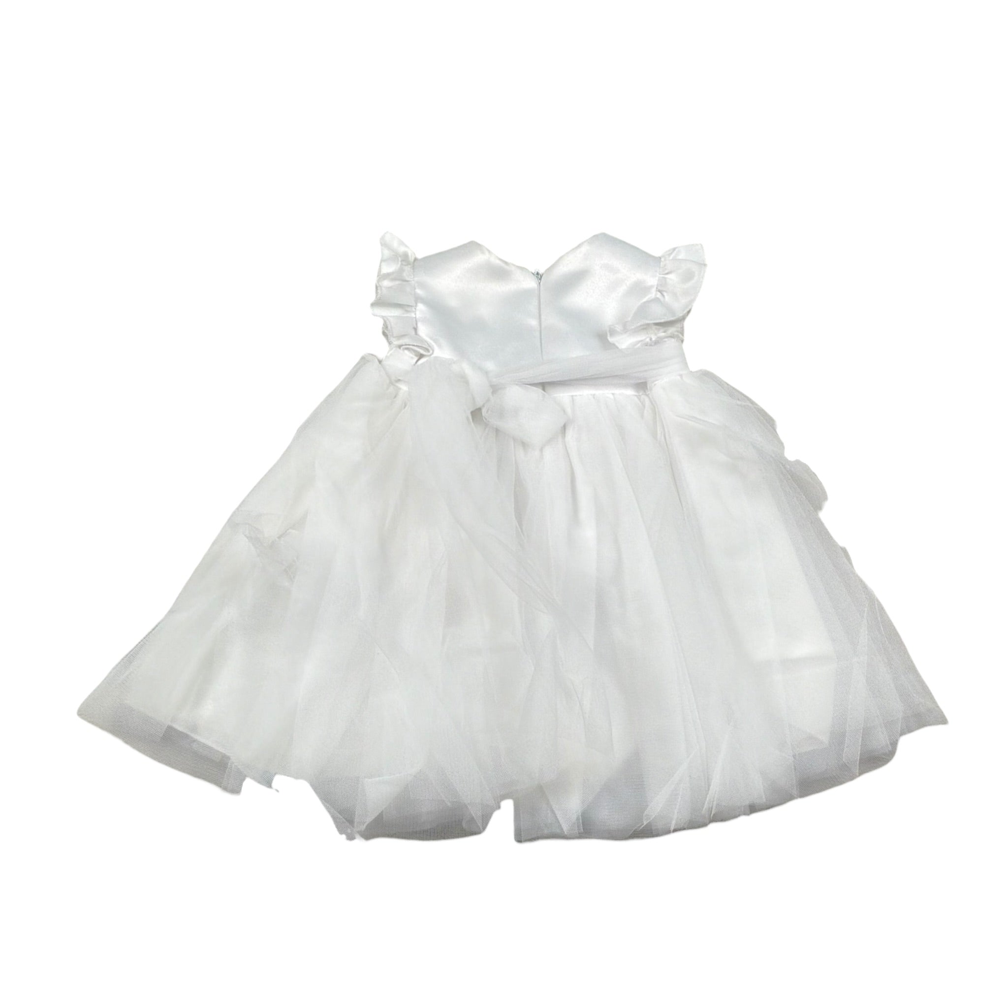 Le Bebe' Abito Cerimonia tinta unita con Tulle Bianco per Neonata LBG5201 BIANCO LE BEBE' 
