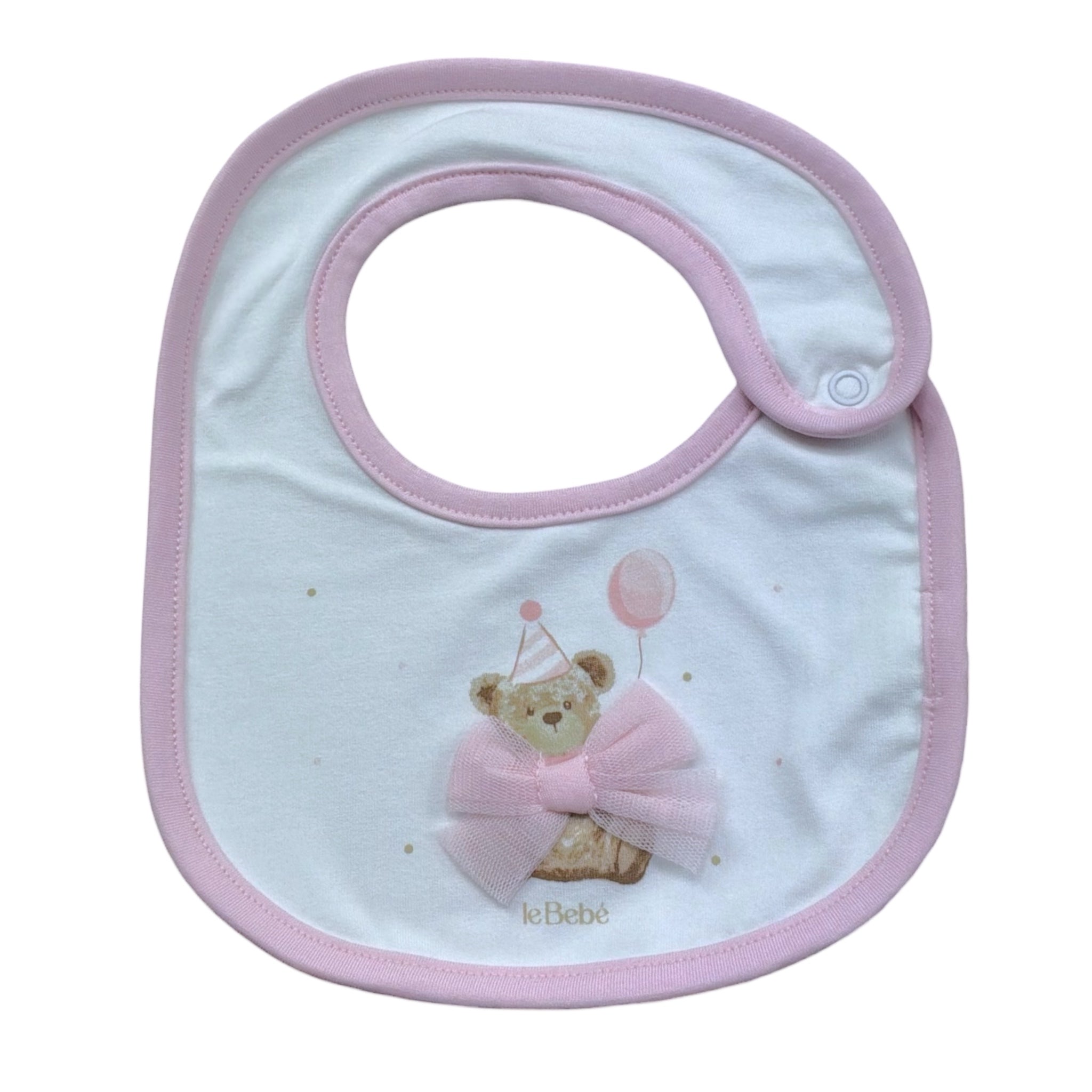 Le Bebe' Bavetta Tinta Unita con Stampa per Neonata LBG6258 BIANCO LE BEBE' 