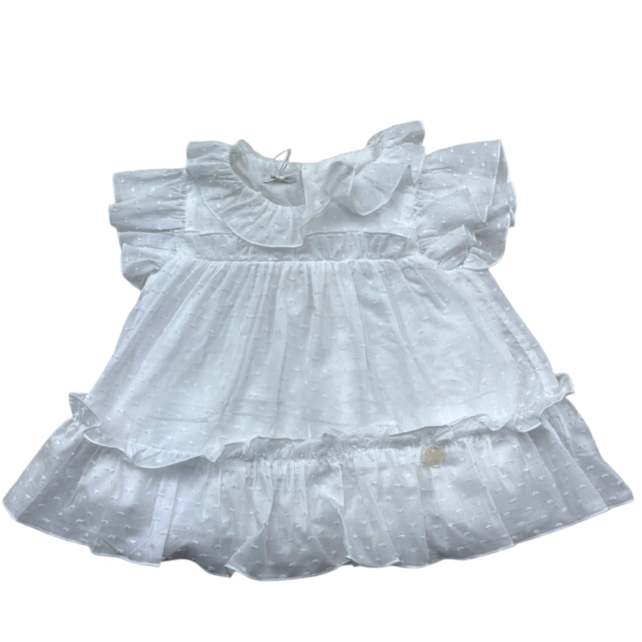 Le Bebe'camicia Tinta Unita con Rouches per Neonata LBG6376 BIANCO LE BEBE' 