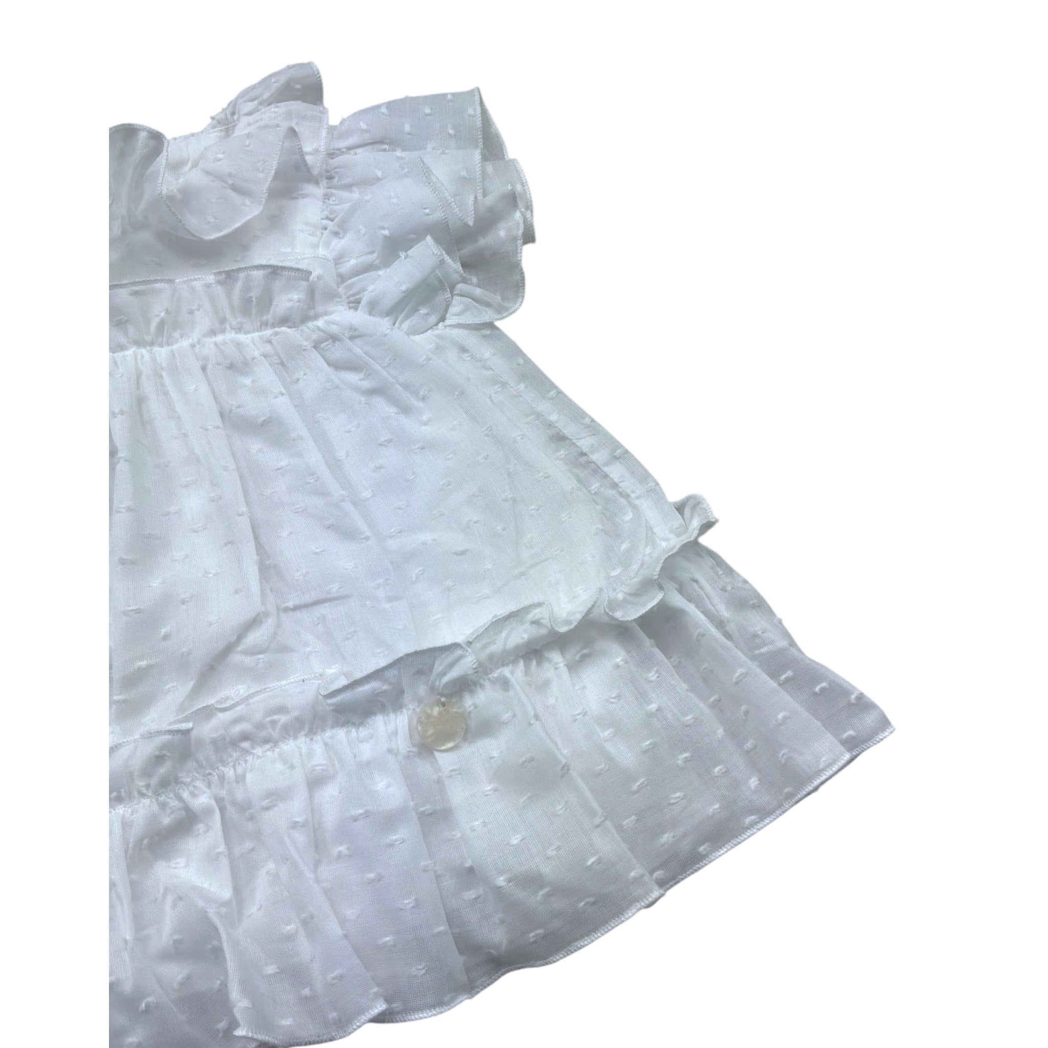 Le Bebe'camicia Tinta Unita con Rouches per Neonata LBG6376 BIANCO LE BEBE' 
