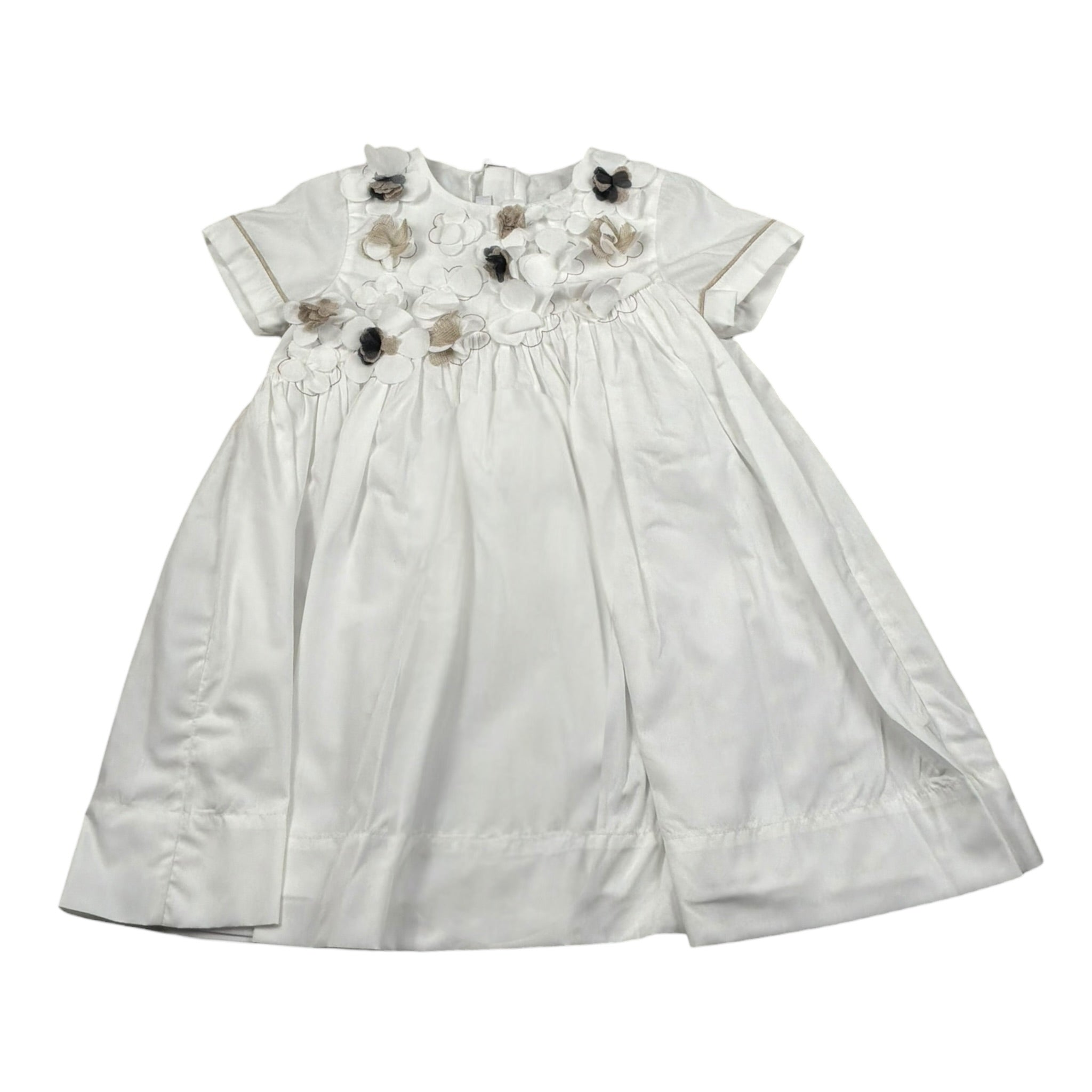 Le Coconne Abito Mezza Manica Tinta Unita con Applicazioni per Bambina LCN2017 BIANCO LE COCONNE 