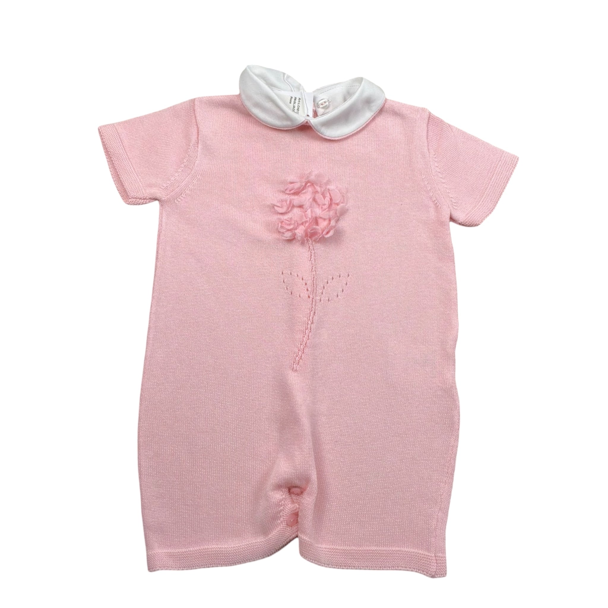 Le Coconne Pagliaccetto Tinta Unita con Applicazioni per Neonata LCN2123 ROSA LE COCONNE 