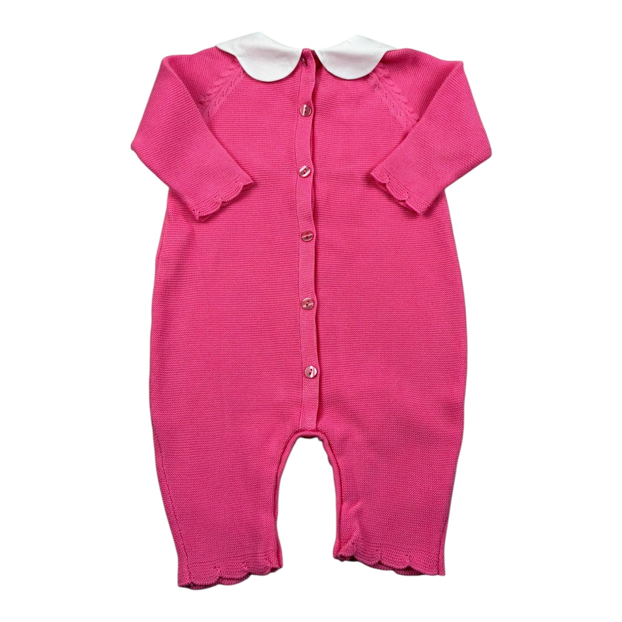 Le Coconne Tutina Tinta Unita con Ricami E Colletto per Neonata LCN2438 FUXIA LE COCONNE 