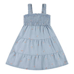 Levi'S Abito Giromanica Tinta Unita con Ricami per Bambina 3EM227 AZZURRO LEVI'S 