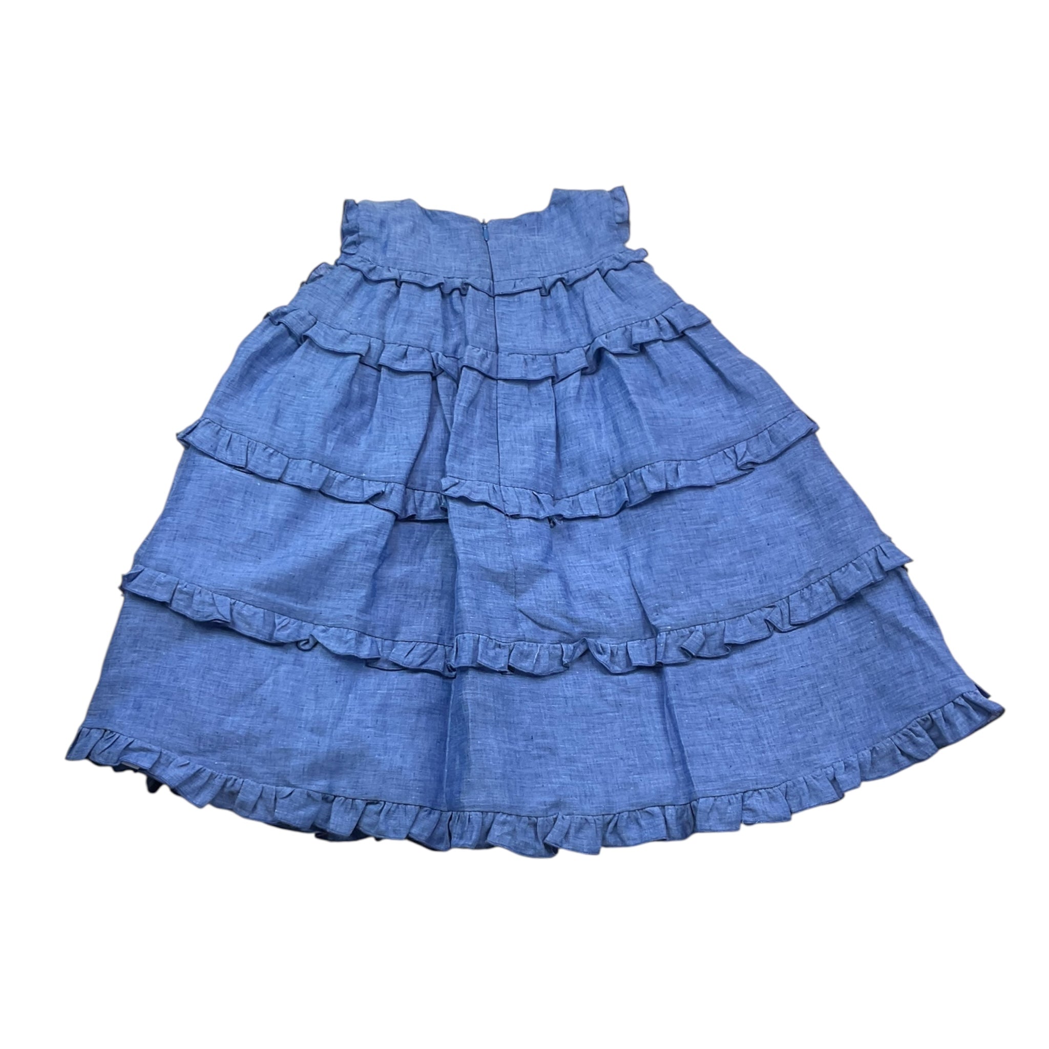 Little Bear Abito Giromanica Tinta Unita con Balze per Bambina 8226 BLU LITTLE BEAR 