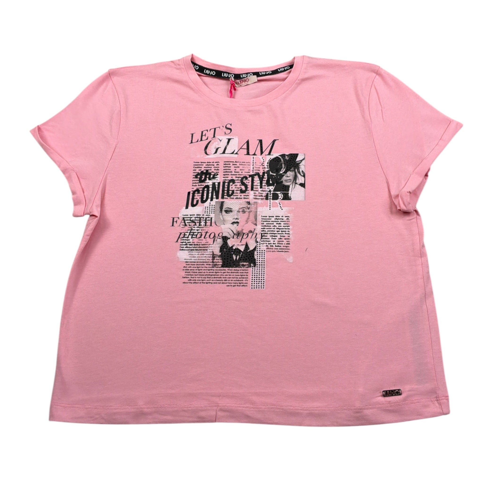 Liu Jo T-Shirt Girocollo tinta unita con Stampa Rosa per Bambina GA3100 ROSA LIU JO 
