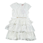 Liu Jo Abito tinta unita con Rouches E Cintura Bianco per Bambina GA4169 BIANCO LIU JO 