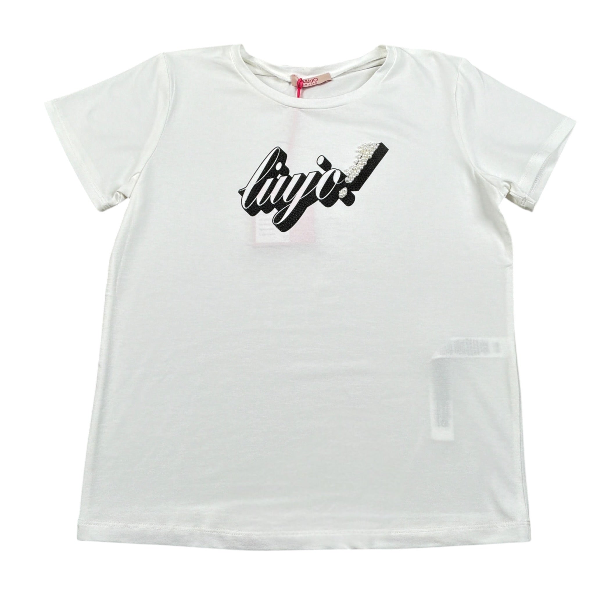 Liu Jo T-Shirt Girocollo tinta unita con Brillantini Bianco per Bambina GA50188 BIANCO LIU JO 