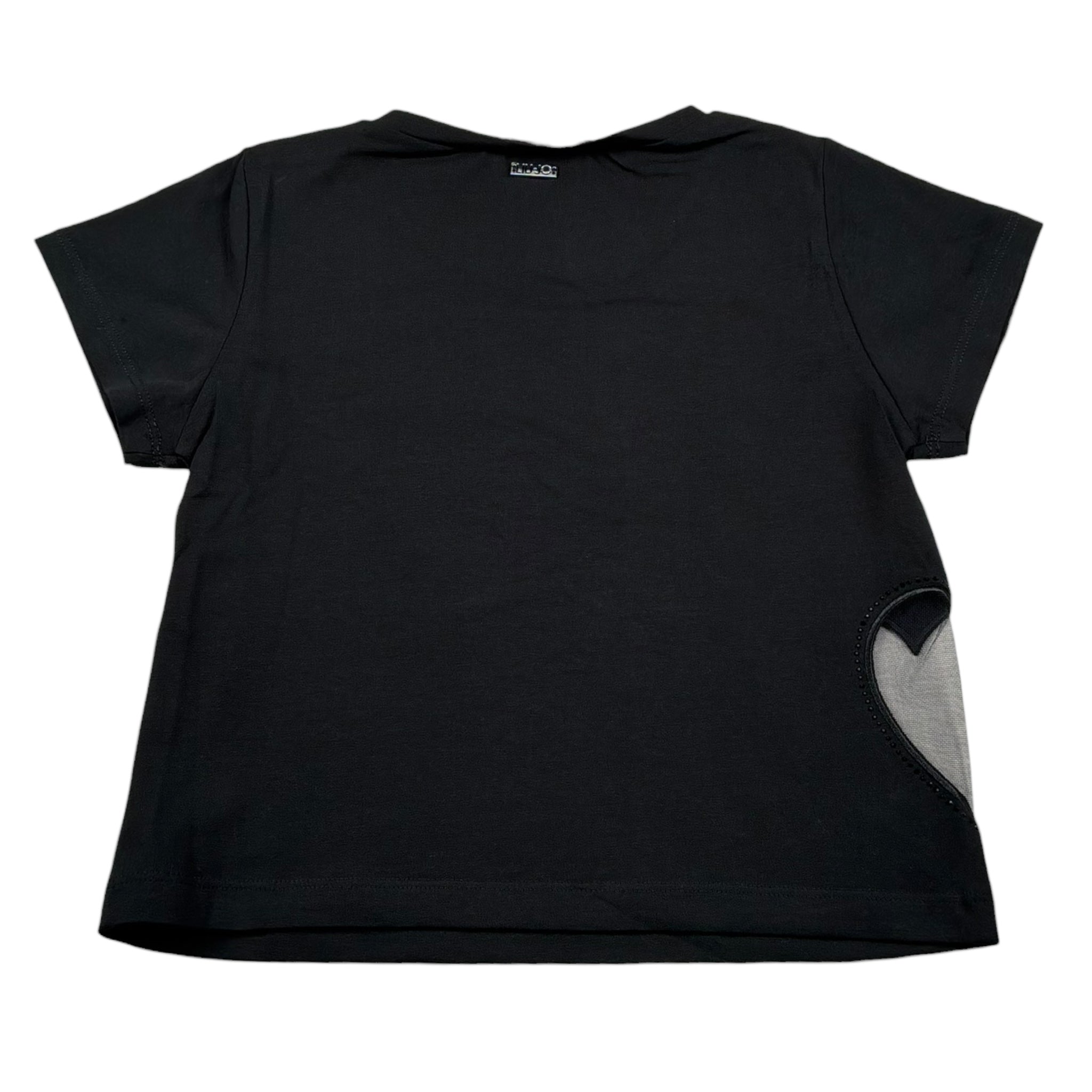 Liu Jo T-Shirt Girocollo Tinta Unita con Applicazione per Bambina GA5067XX NERO LIU JO 