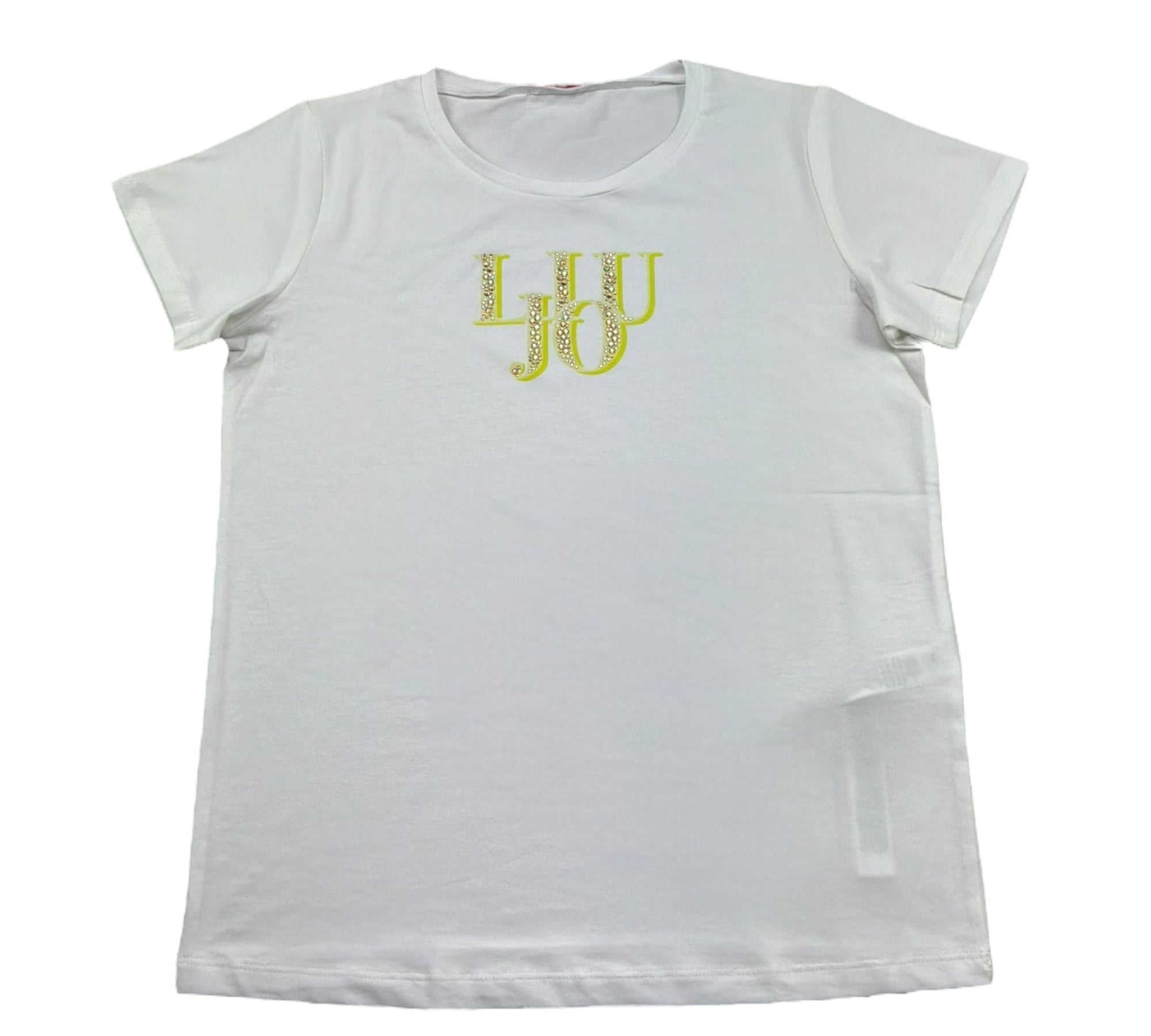 Liu Jo T-Shirt Girocollo Tinta Unita con Logo per Bambina GA5116X BIANCO LIU JO 