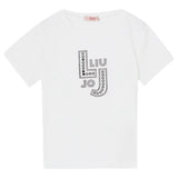 Liu Jo T-Shirt Girocollo Tinta Unita con Brillantini per Bambina GA5119X BIANCO LIU JO 