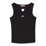 Liu Jo Canotta Tinta Unita con Traforo A Forma di Cuore per Bambina GA5199X NERO LIU JO 