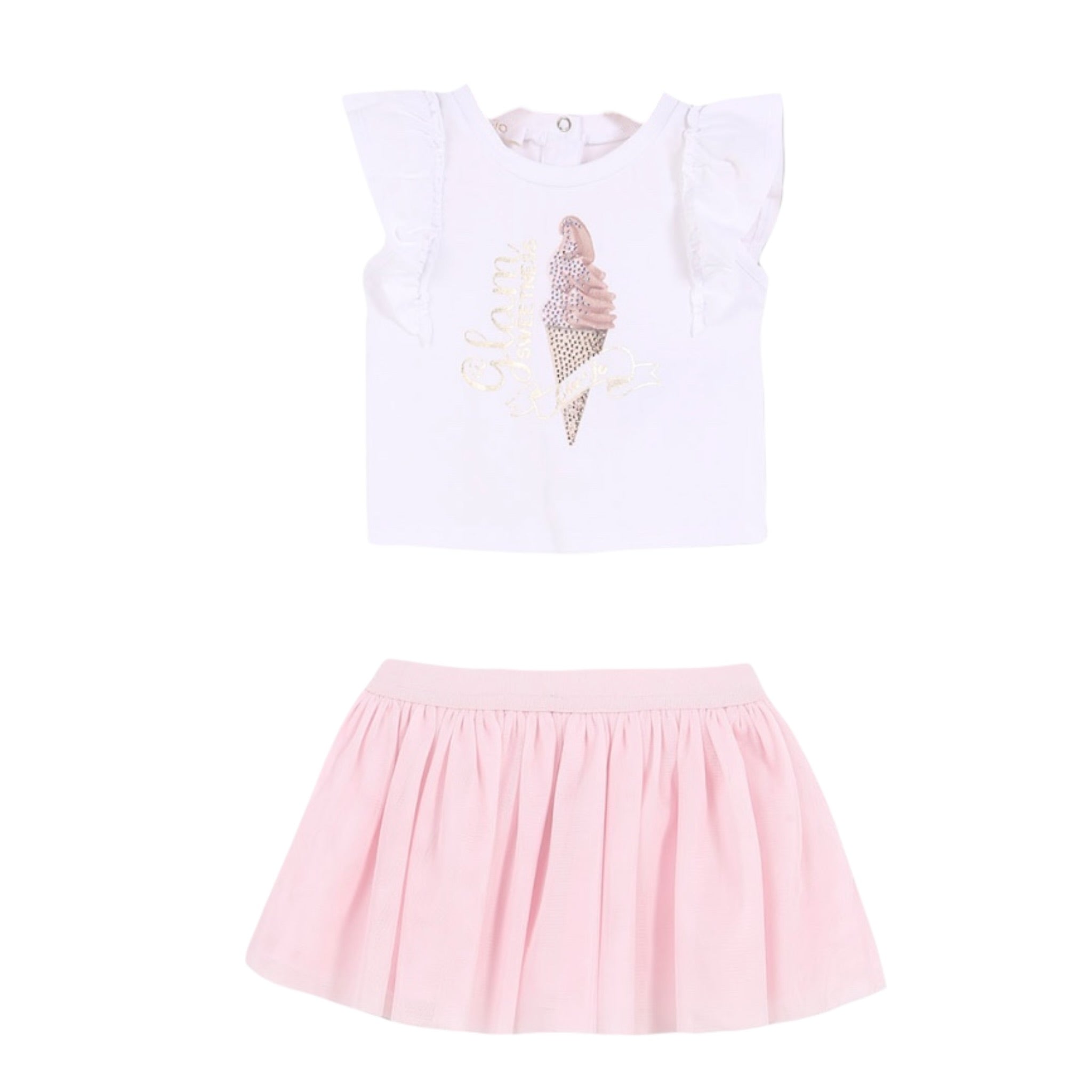 Liu Jo Completo 2 Pezzi T-Shirt-Gonna Bicolore per Neonata HA1085 BIANCO/ROSA LIU JO 