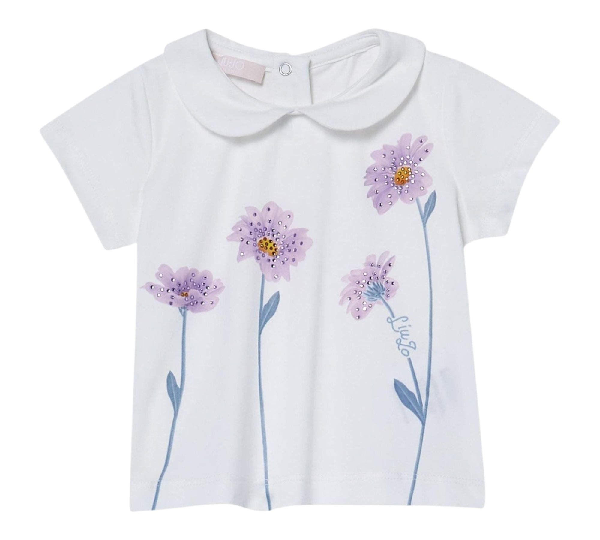 Liu Jo T-Shirt Girocollo Tinta Unita con Stampe per Neonata HA5045X BIANCO LIU JO 