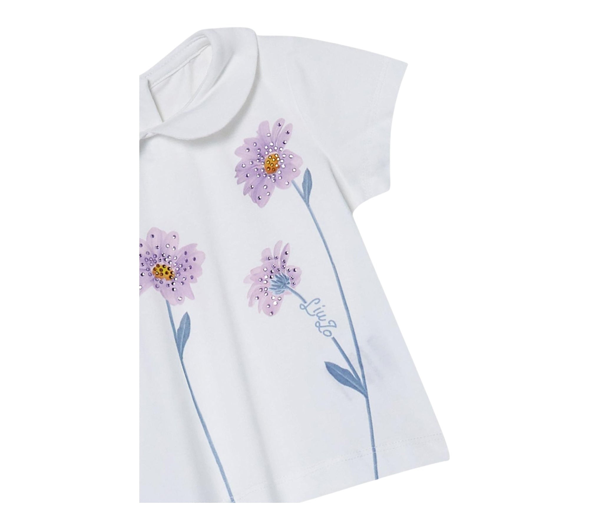 Liu Jo T-Shirt Girocollo Tinta Unita con Stampe per Neonata HA5045X BIANCO LIU JO 