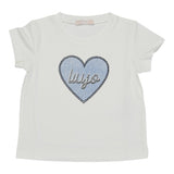 Liu Jo T-Shirt Girocollo Tinta Unita con Brillantini per Bambina KA4047 BIANCO LIU JO 