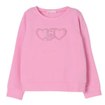 Liu Jo Felpa Chiusa Girocollo Tinta Unita con Logo per Bambina KA5014J ROSA LIU JO 