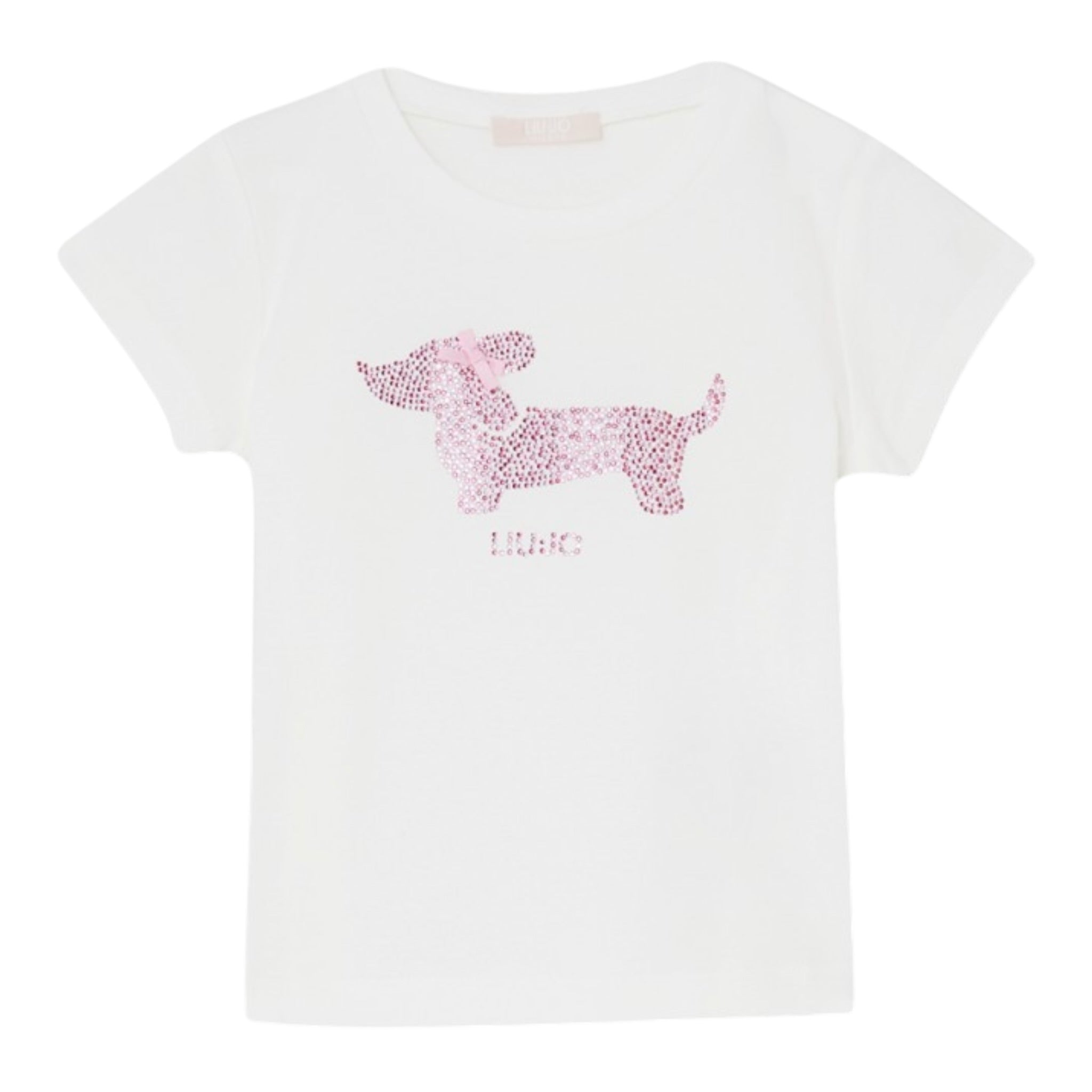 Liu Jo T-Shirt Girocollo Tinta Unita con Brillantini per Neonata KA5021XX BIANCO LIU JO 