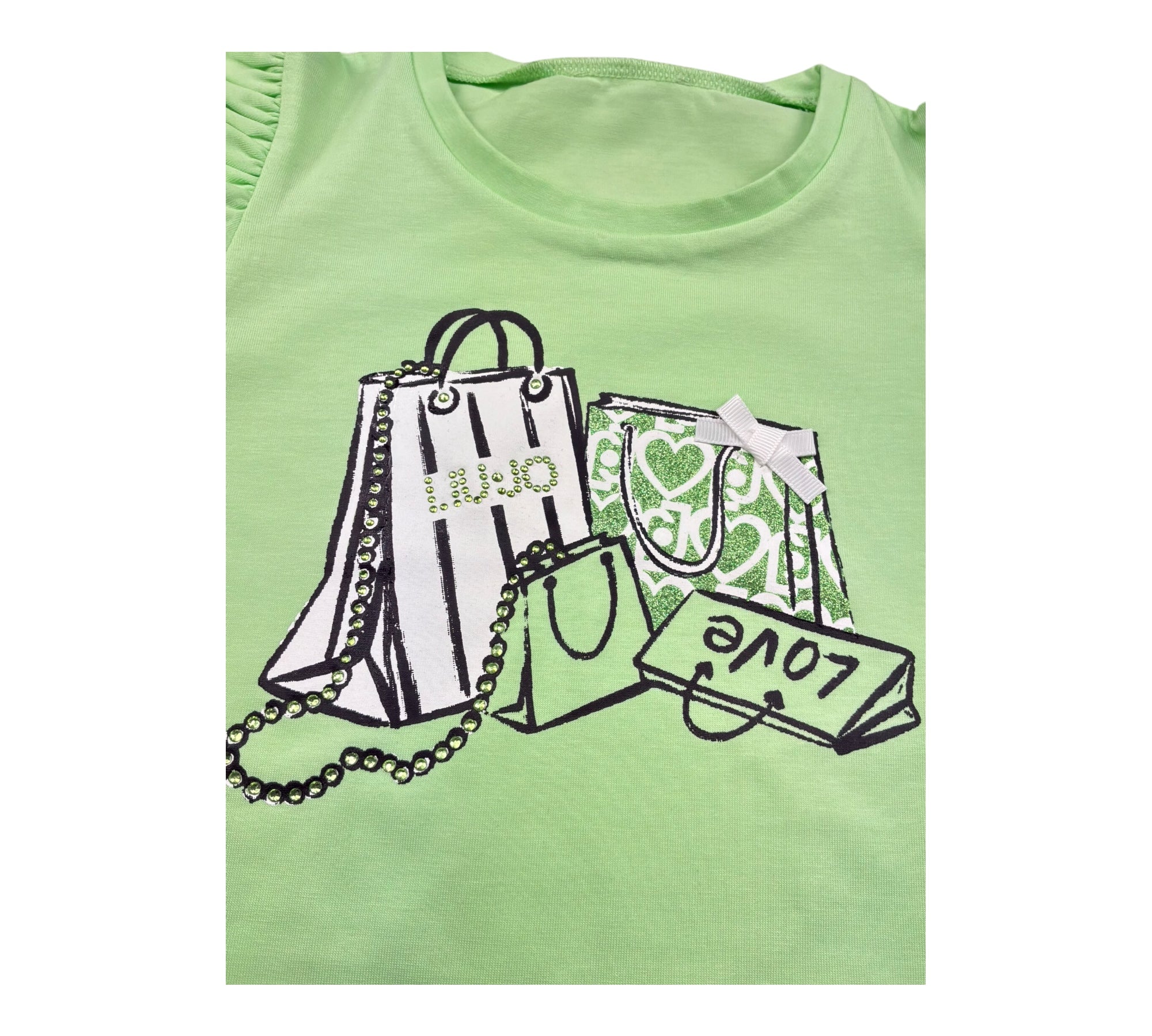 Liu Jo Abito Tinta Unita con Brillantini per Neonata KA5037J5003 VERDE LIU JO 