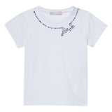 Liu Jo T-Shirt Girocollo Tinta Unita con Brillantini per Neonata KA5040N BIANCO LIU JO 