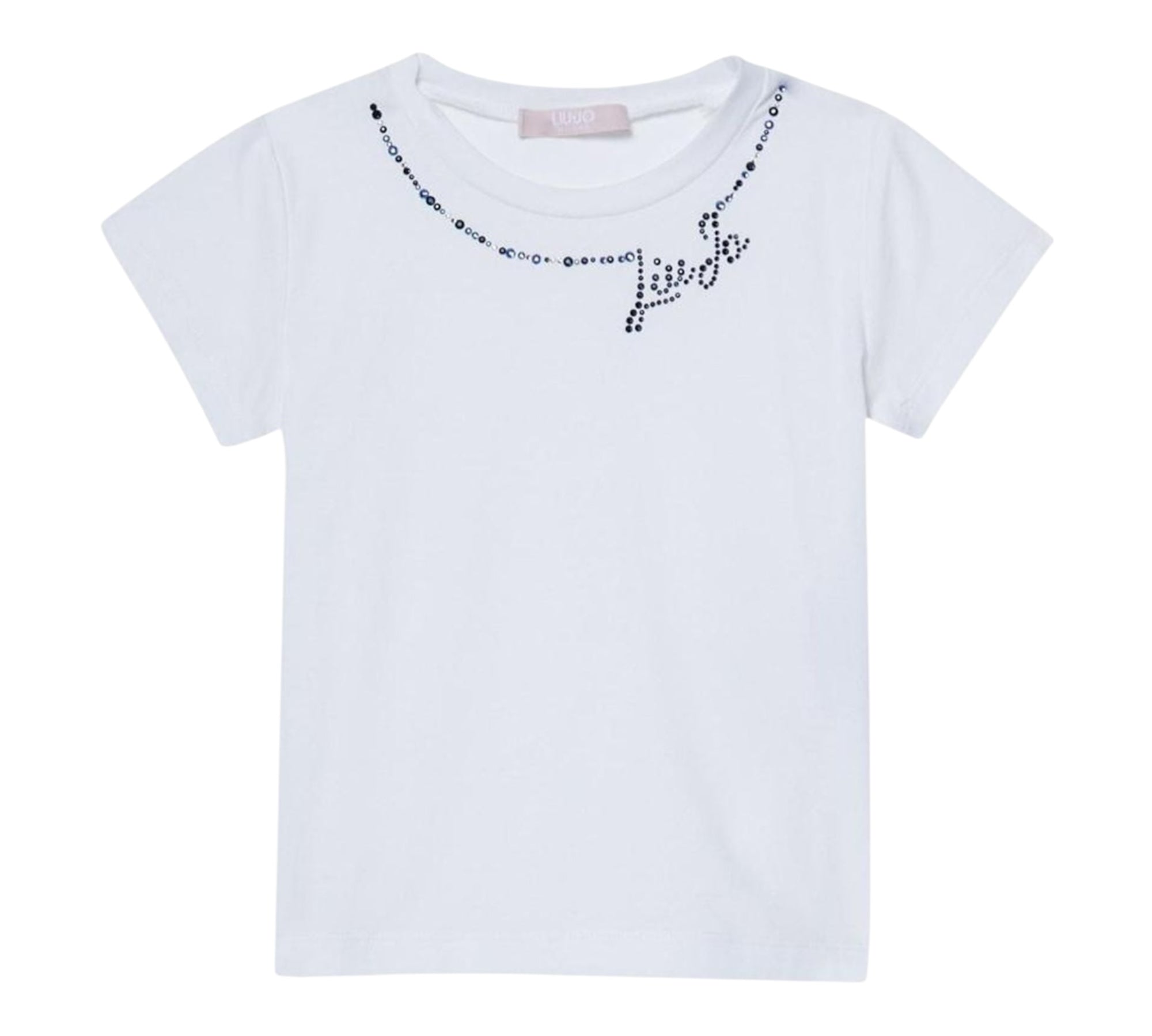 Liu Jo T-Shirt Girocollo Tinta Unita con Brillantini per Neonata KA5040N BIANCO LIU JO 