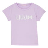 Liu Jo T-Shirt Girocollo Tinta Unita con Brillantini per Bambina KA5081X LILLA LIU JO 