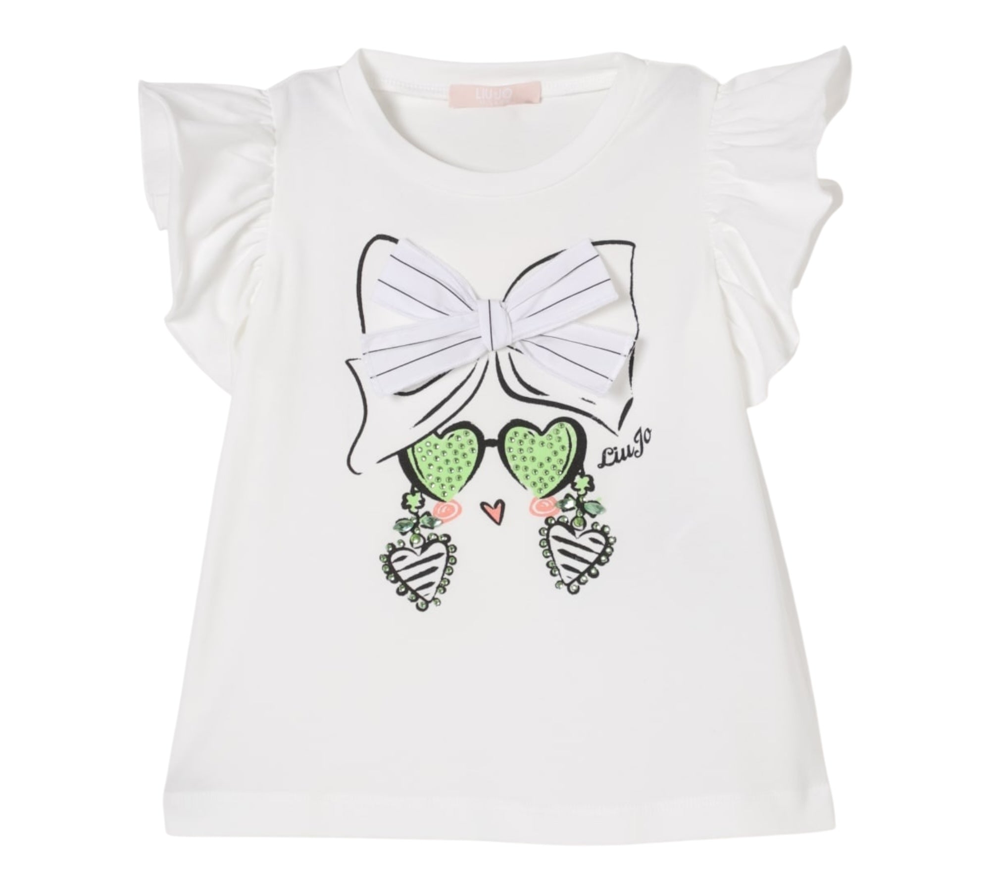 Liu Jo T-Shirt Girocollo Tinta Unita con Stampe per Neonata KA5084N BIANCO LIU JO 