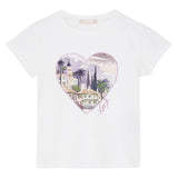 Liu Jo T-Shirt Girocollo Tinta Unita con Stampa E Brillantini per Neonata KA5093NX BIANCO LIU JO 