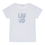 Liu Jo T-Shirt Girocollo Tinta Unita con Brillantini per Bambina KA5094XX BIANCO LIU JO 