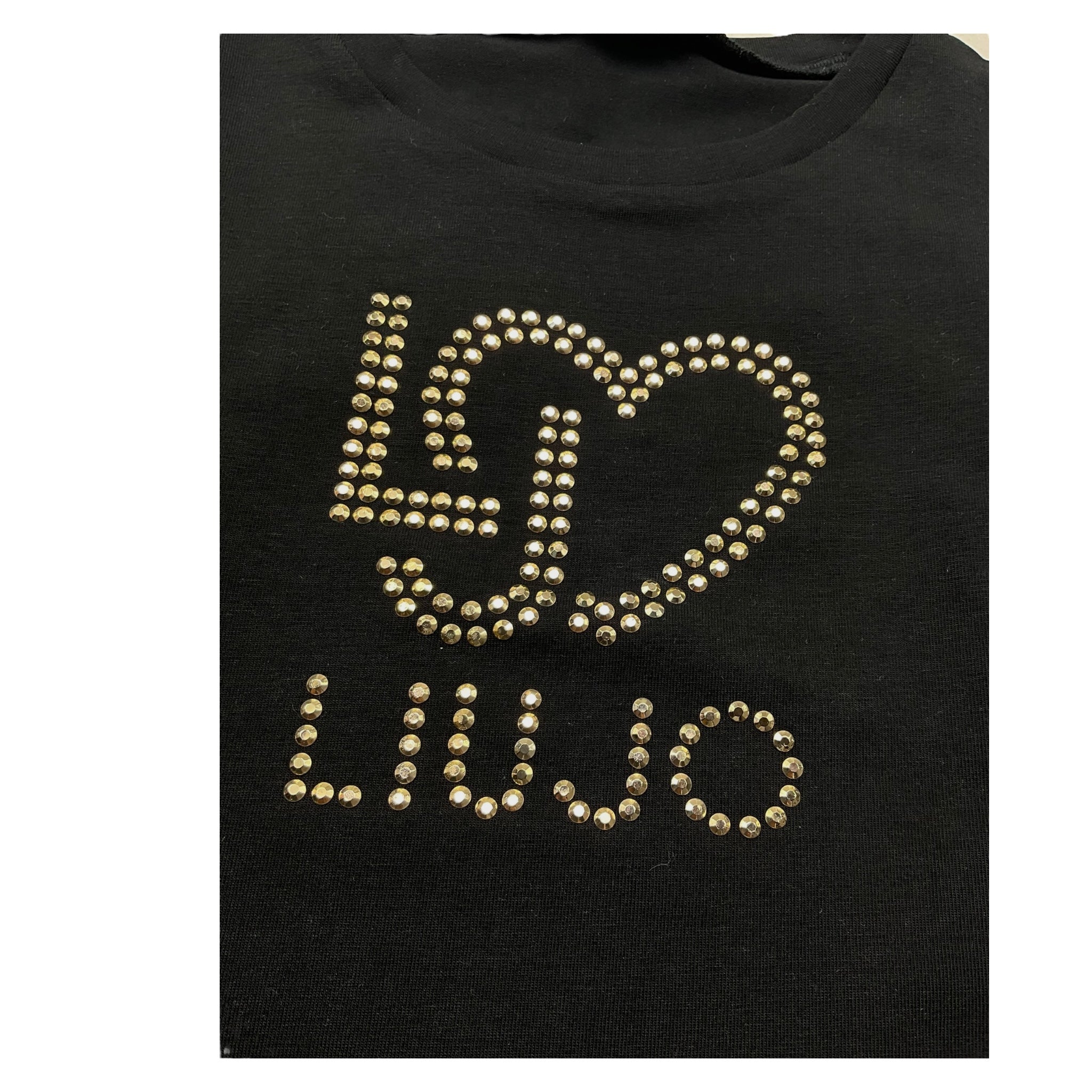 Liu Jo Shirt Tinta Unita Girocollo con Brillantini per Neonata KF4029X NERO LIU JO 