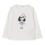 Liu Jo Shirt Girocollo tinta unita con Brillantini Bianco per Neonata KF5076 BIANCO LIU JO 