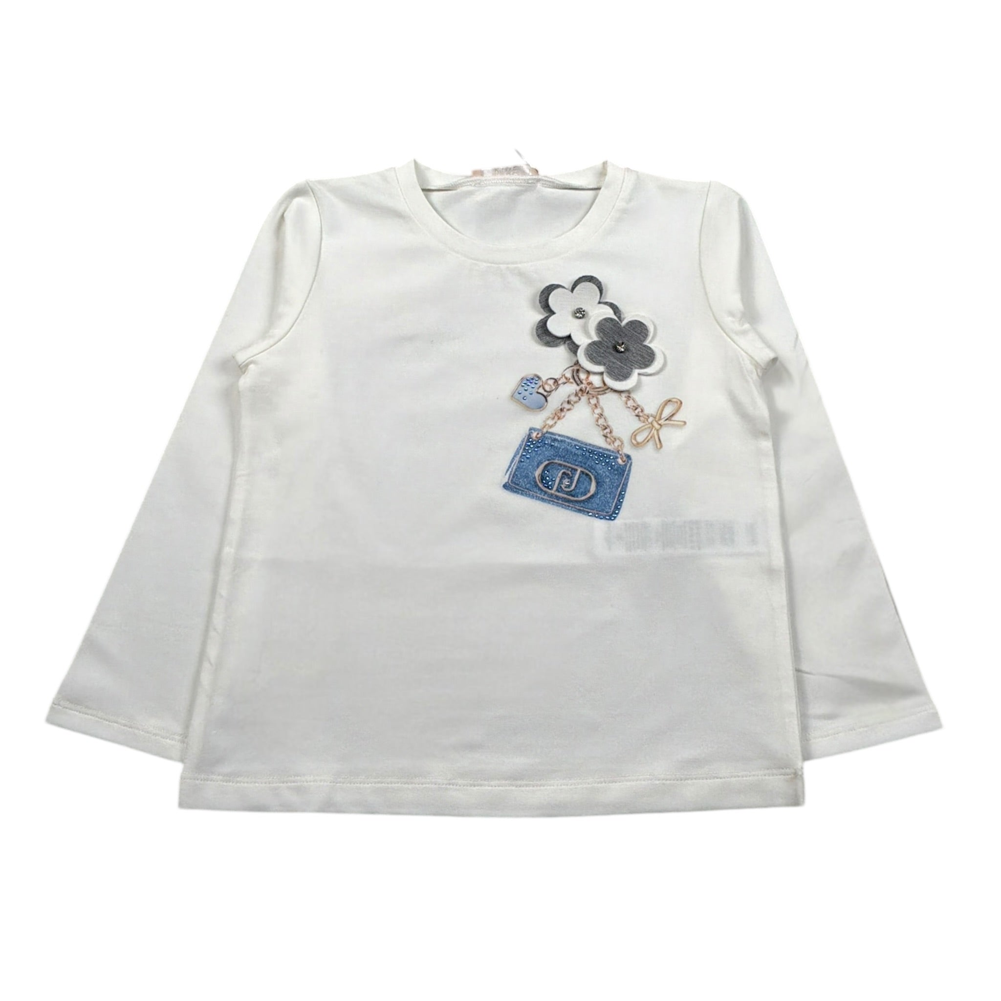 Liu Jo Shirt Girocollo tinta unita con Brillantini Bianco per Neonata KF5076J0088 BIANCO LIU JO 